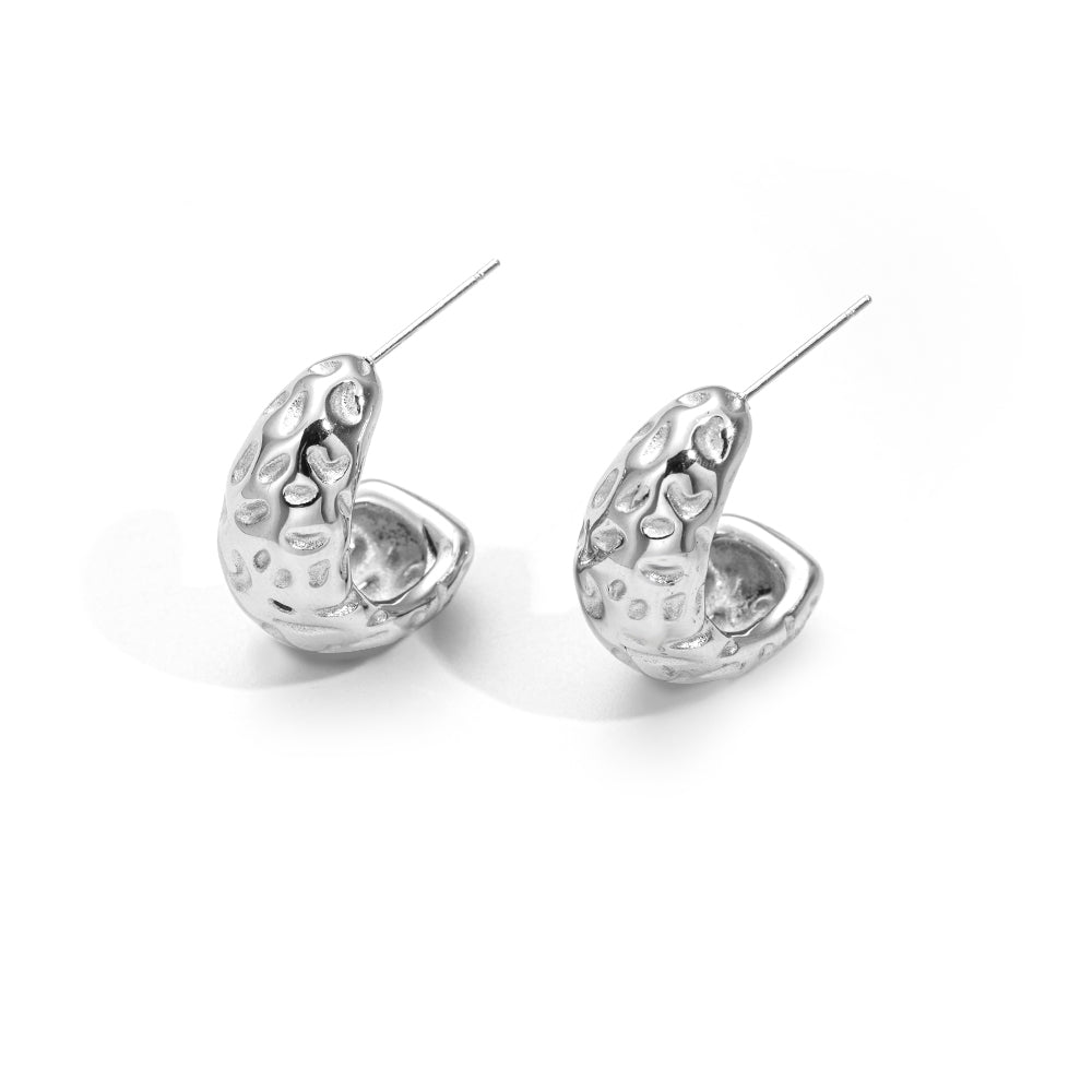 Textured Crescent Moon Studs