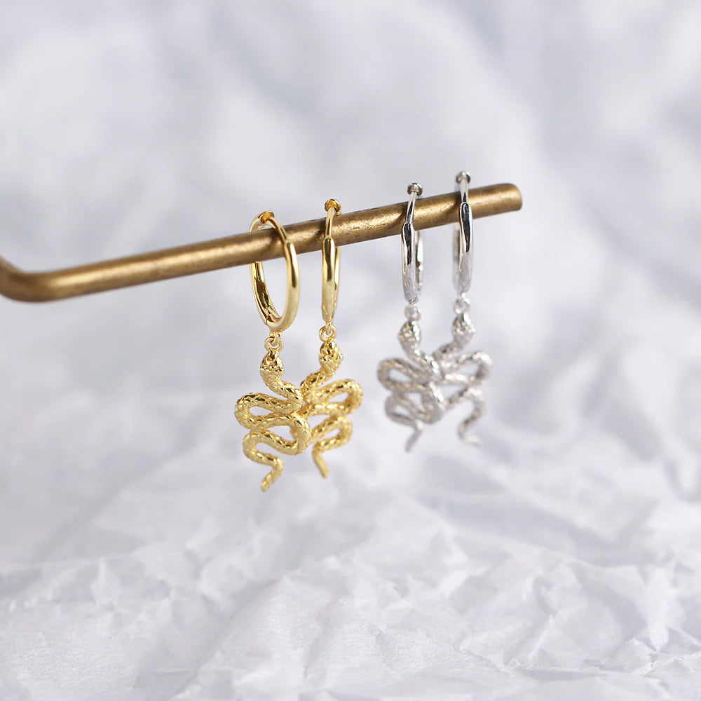 Edgy Snake Small Hoops