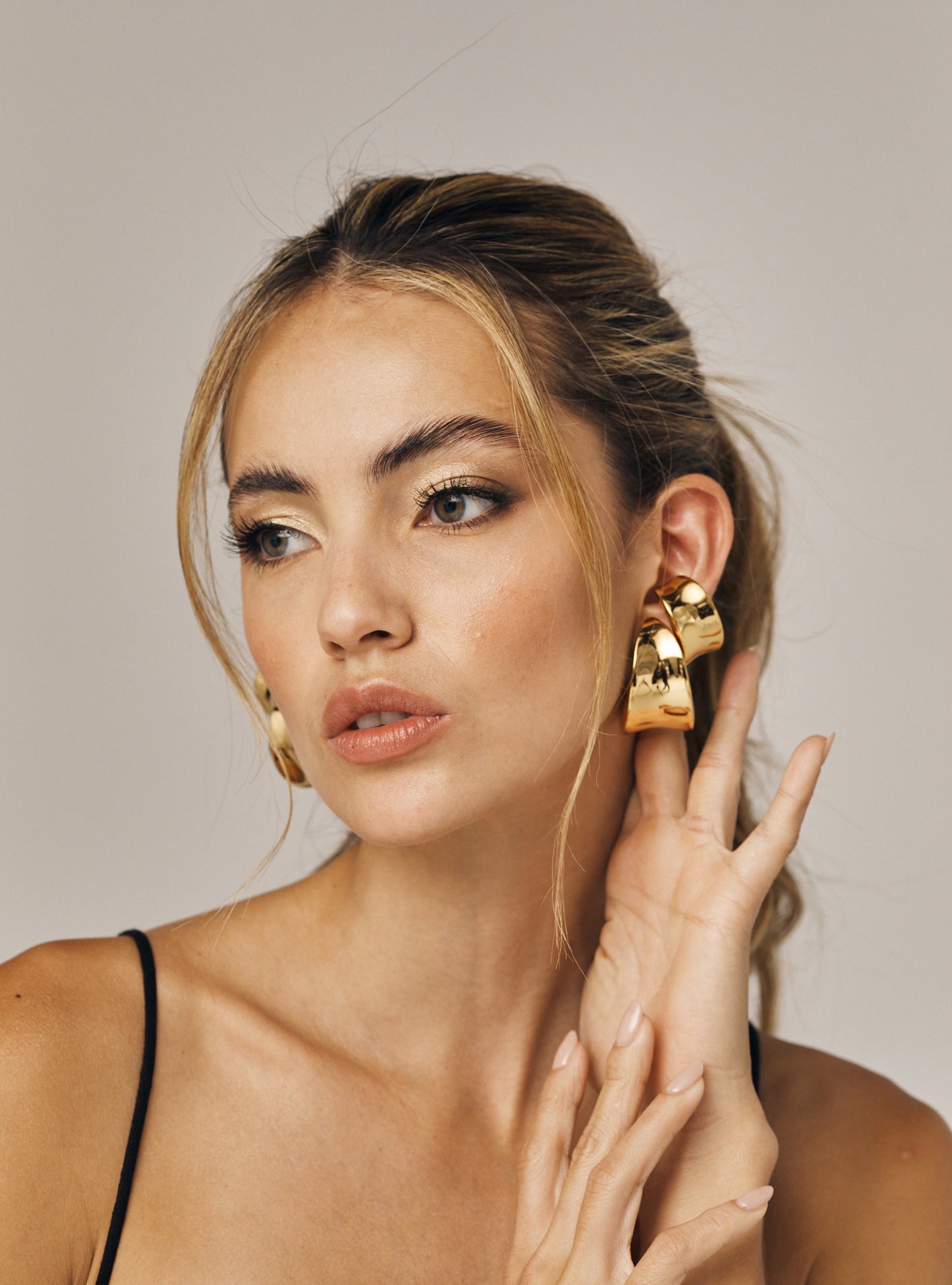 Puff Hoop Earrings - Gold