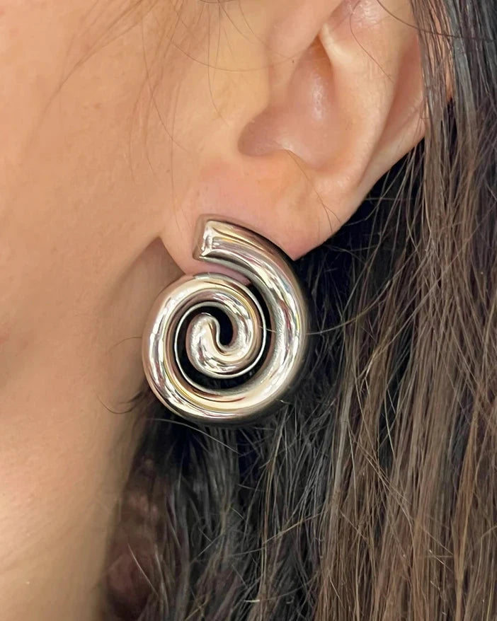 Chunky Swirl Earrings - Silver