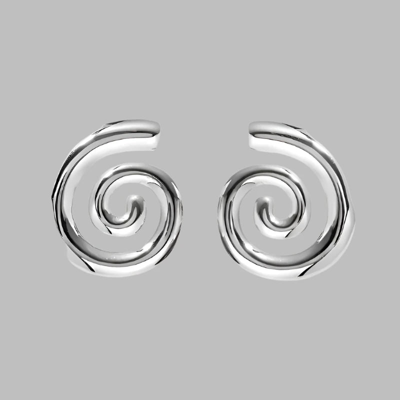 Chunky Swirl Earrings - Silver