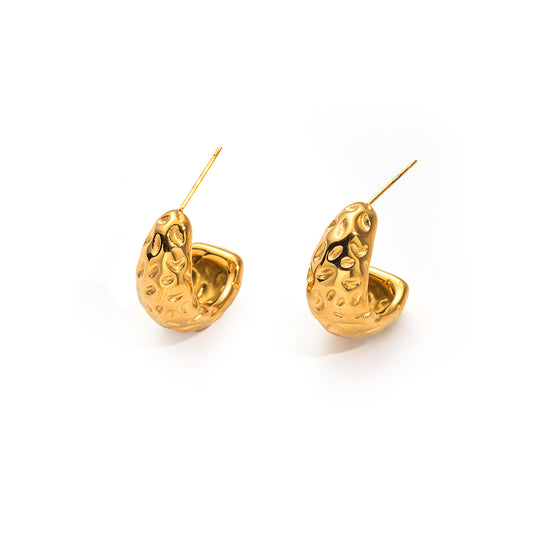 Textured Crescent Moon Studs